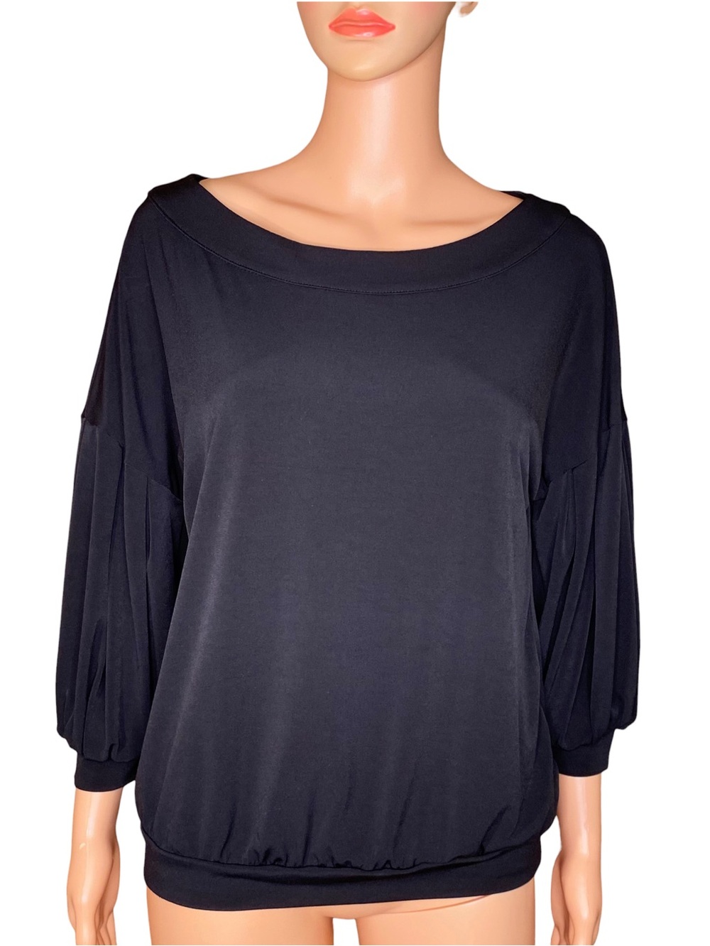 7th Avenue Boat Neck Blouse Balloon Sleeve Loose Relaxed Fit Multiple Styling SM